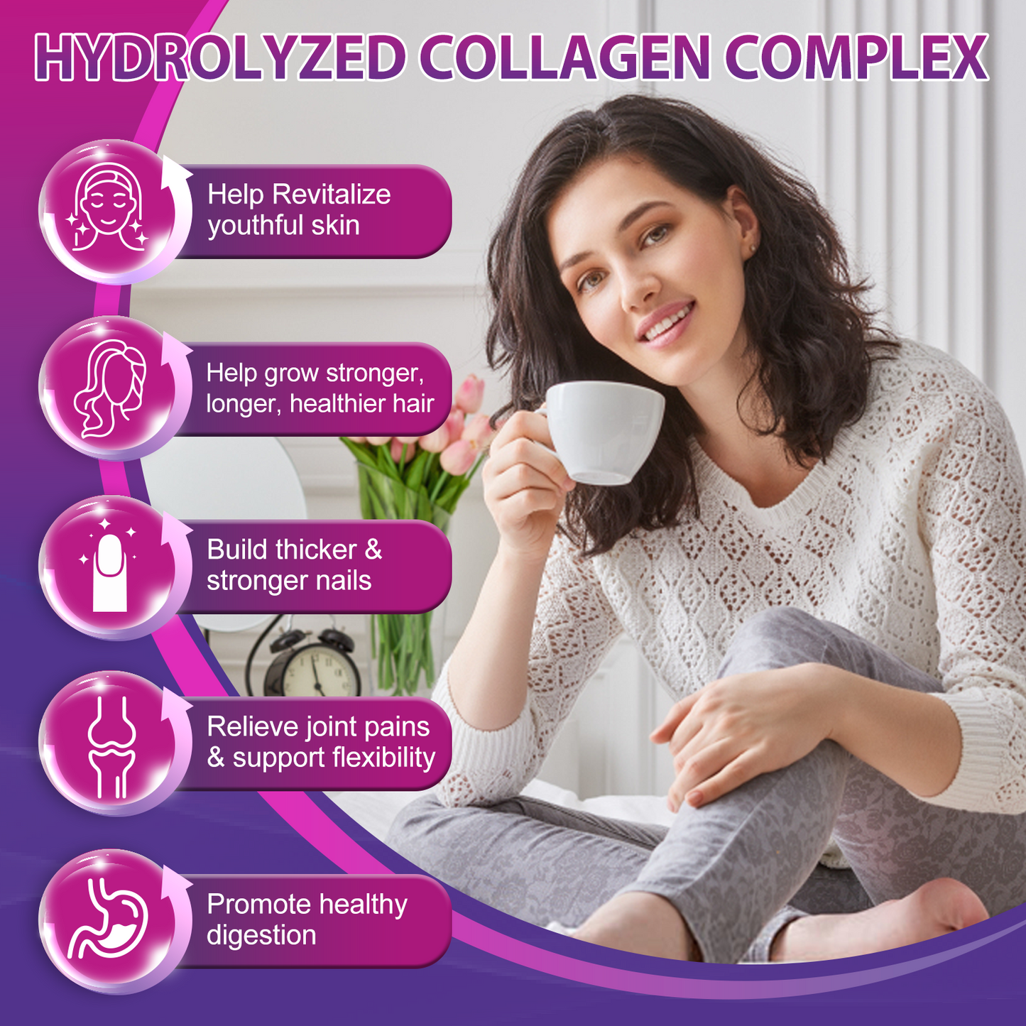 Multi Collagen Peptides Softgel - Type I, II, III, V, X - Hydrolyzed Collagen Peptides with Biotin, Vitamin C, Hyaluronic Acid, Supports Skin Hair Nail, Grass-Fed, Non-GMO, 60 Softgel, 1 Pack