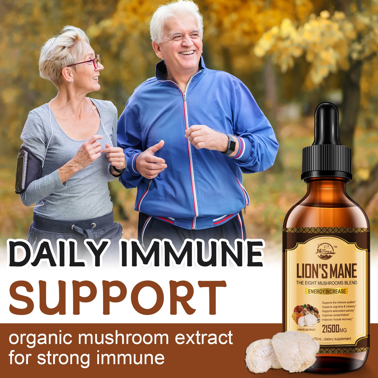 Lions Mane Supplement, Liquid Mushroom Extract Drops, 8 Mushrooms Complex for Cognitive Support and Immunity Boost, Up to 2 Month Supply, Mushroom Supplement with Lion's Mane, Cordyceps, Reishi